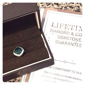 An emerald cut engagement ring